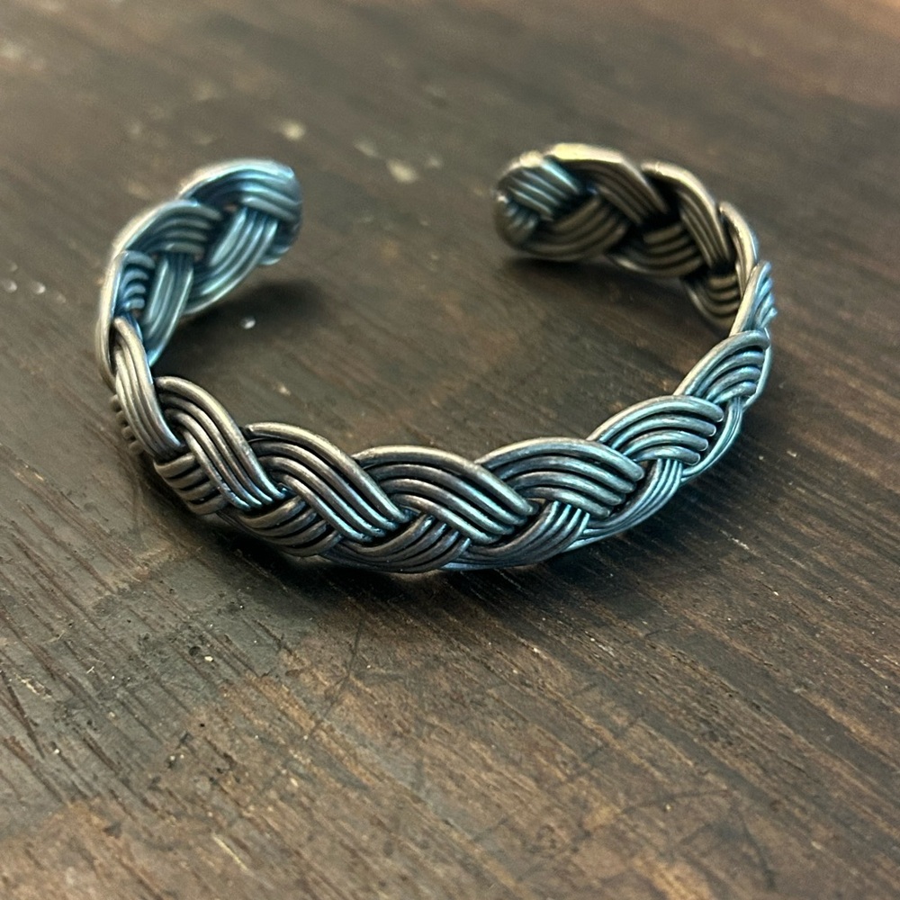 Sterling Silver Braided Basketweave Cuff Bracelet